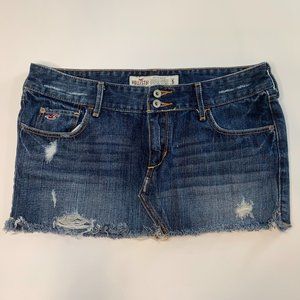 Hollister Distressed Denim Mini Skirt Dark Wash Size 5